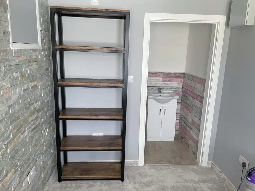 Industrial Style Rustic Oak Tall Shelving Unit image 0