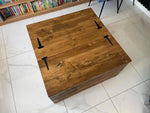 Rustic Handmade Reclaimed Wooden Coffee Table Games Chest image 2