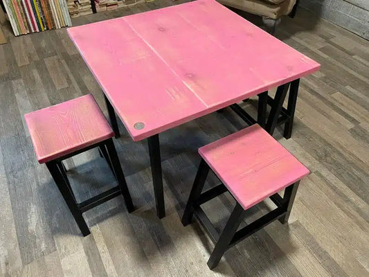 Kids Rustic Wooden Table & Stool Set image 0