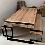 Rustic Solid Oak Wrap Around Dining Table & Bench image 1