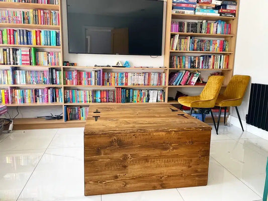 Rustic Handmade Reclaimed Wooden Coffee Table Games Chest image 0