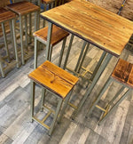 Tall Rustic Bar Table And Stool Set, Gold Steel image 0