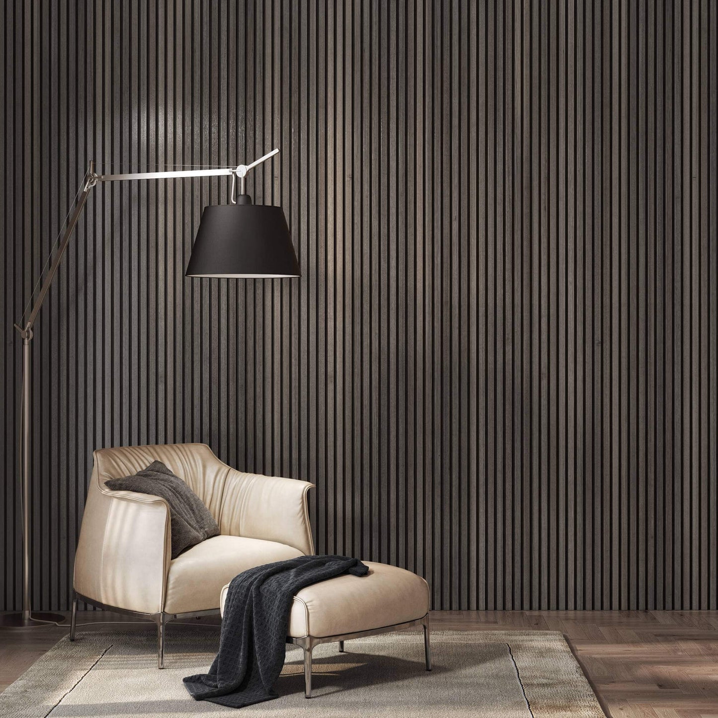 Acoustic Slat Wall Panels Smoked Oak image 0
