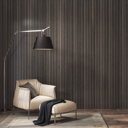 Acoustic Slat Wall Panels Smoked Oak image 0