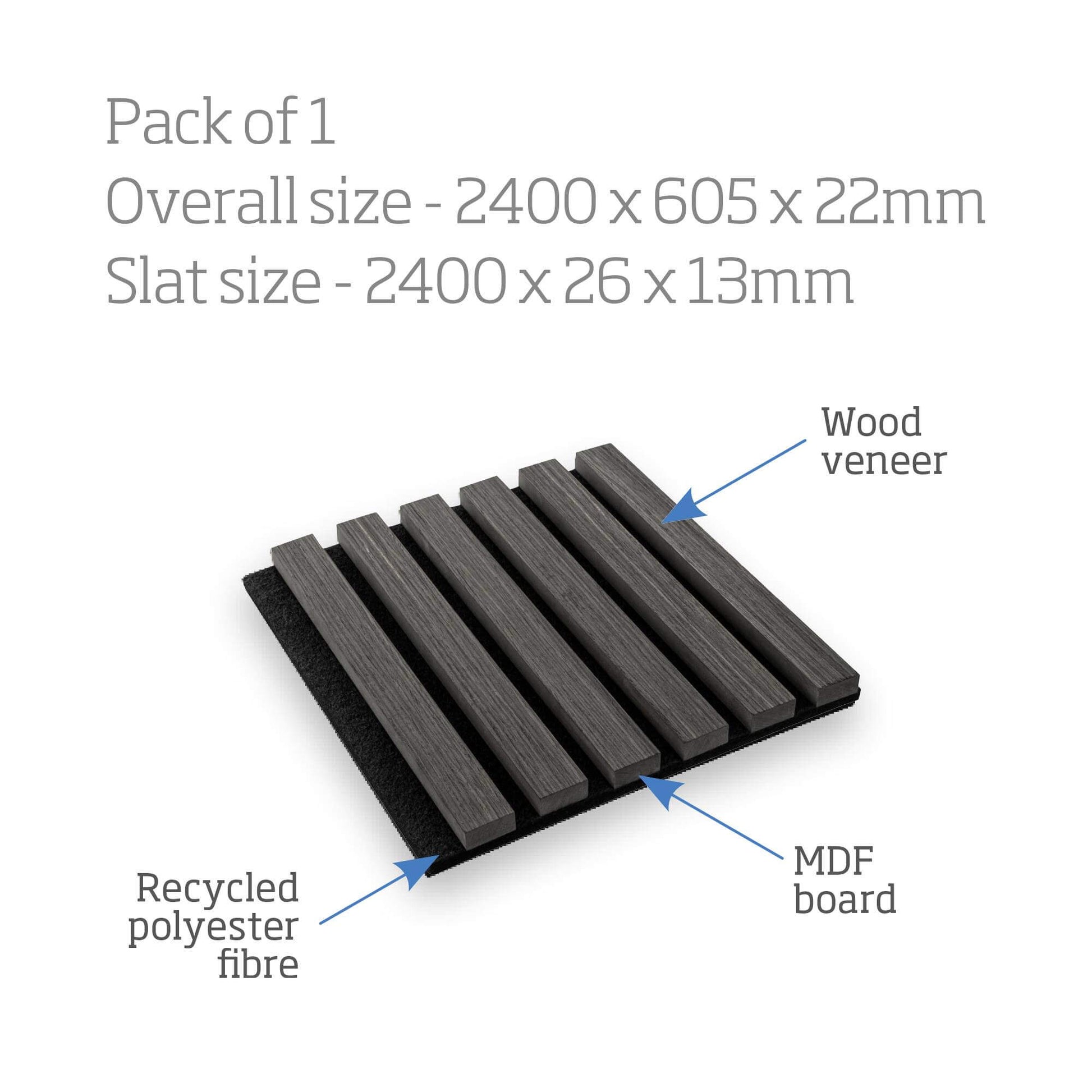 Acoustic Slat Wall Panels Slate Grey image 1