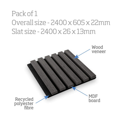 Acoustic Slat Wall Panels Slate Grey image 1