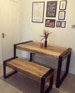 Rustic Solid Oak Wrap Around Dining Table & Bench image 3