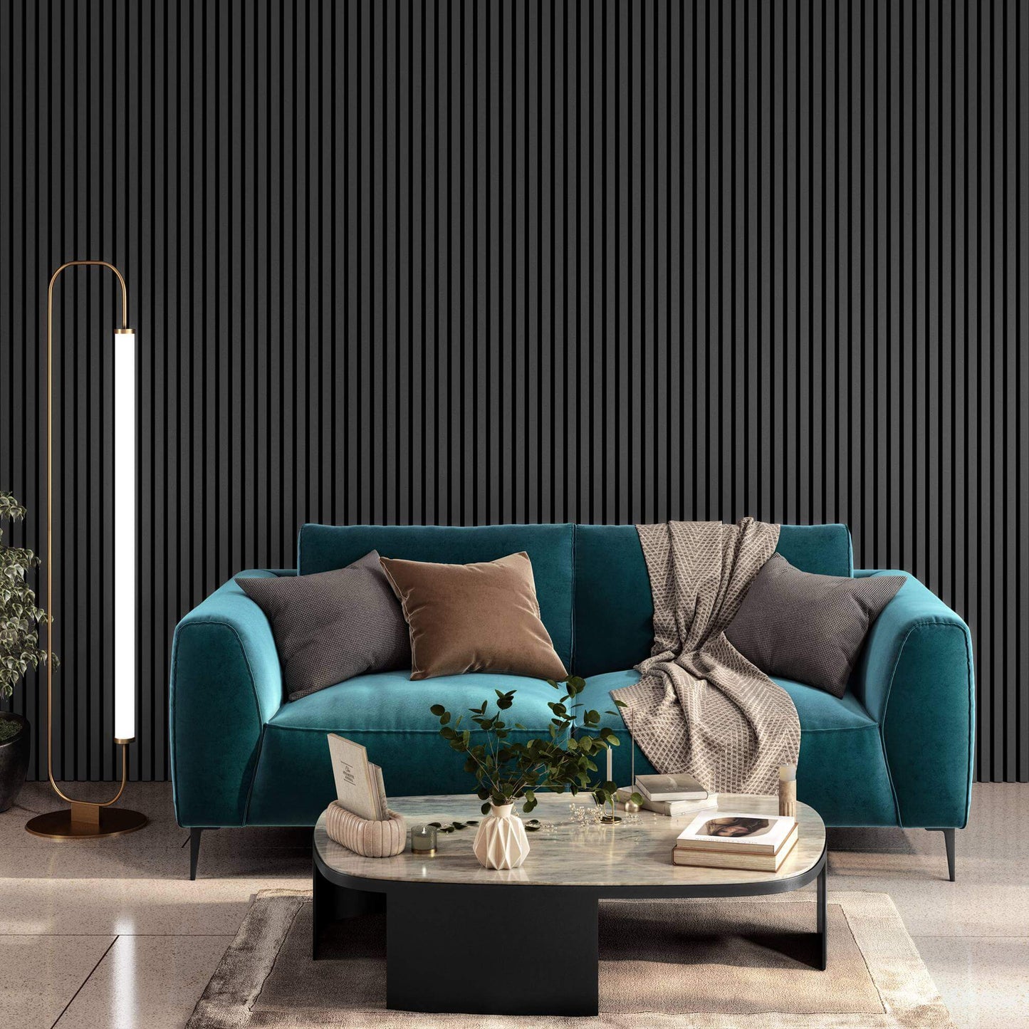 Acoustic Slat Wall Panels Slate Grey image 0