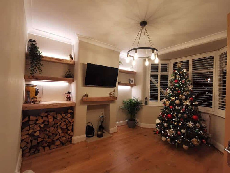 Floating Oak Shelving & Mantle