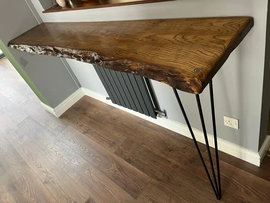 Live Edge Spalted Beech Wooden Rustic Breakfast Bar/Console Table